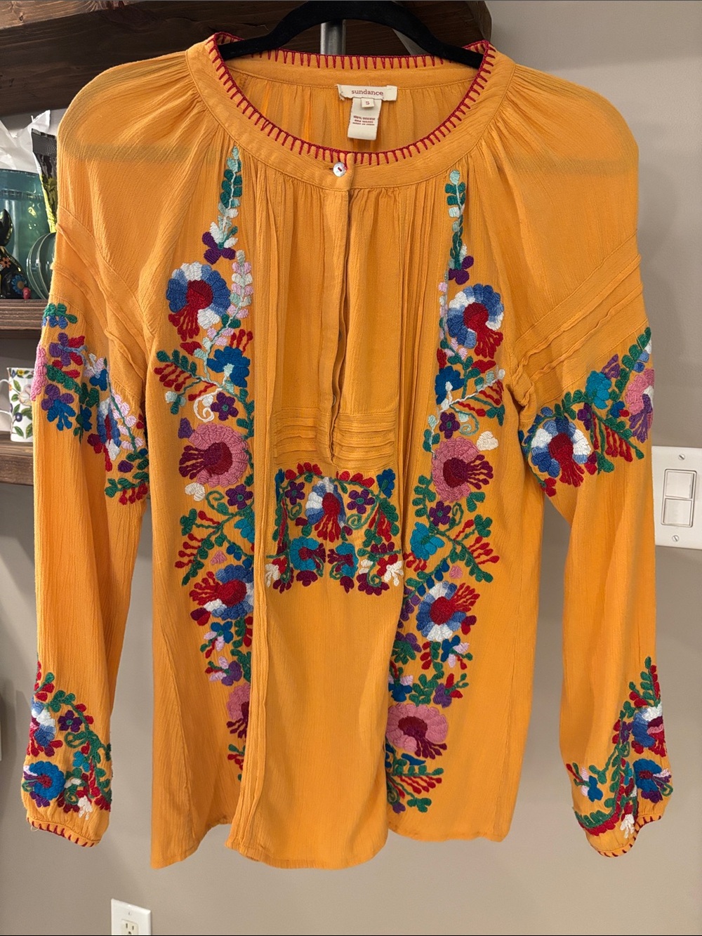 Sundance 100% Viscose Embroidered Blouse – Size Small